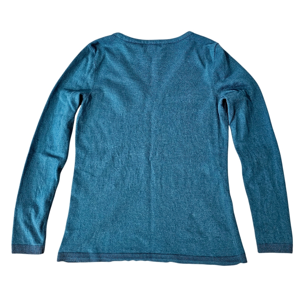 Eddie Bauer Teal V-Neck Sweater - Size M - Picture 6 of 9